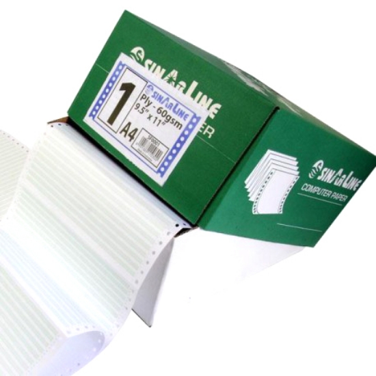 صورة ورق كمبيوتر اصل صافي صغير سينارلاين  sinarline Small white computer paper single copy 