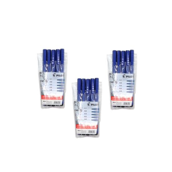 صورة طقم 5 اقلام تحبير ورسم خرائط 1 - 8 مل اسود