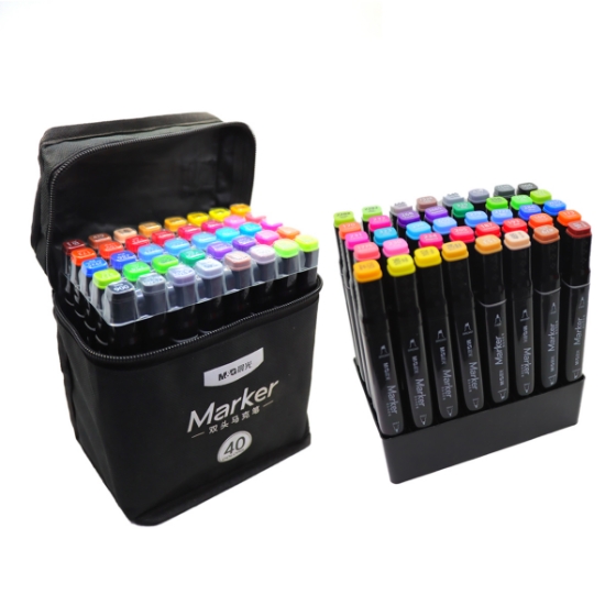 صورة طقم 40 لون اقلام رسم ماركر جهتين APMV1414