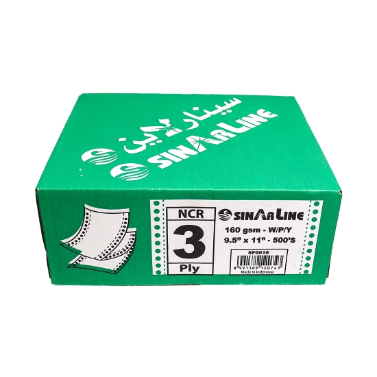 صورة ورق كمبيوتر اصل وصورتين صافي صغير ملون   Sinarline Small Color Tri-Copy Computer Paper