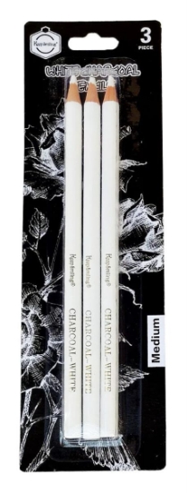 صورة طقم 3 اقلام رسم بالفحم ابيض خشبي  MK17-104-TB-1010