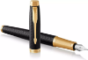 صورة قلم حبر  فاخر  اطار ذهبي و اسود(باركر) Parker IM Fountain Pen, Black Lacquer Gold Trim, Medium Nib 1931653M