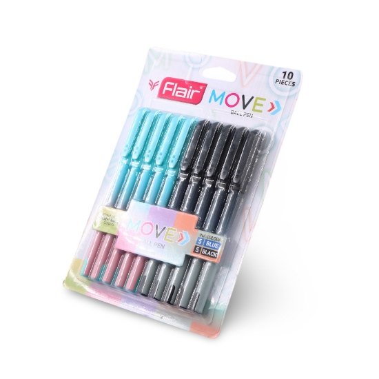 صورة طقم اقلام جاف فلاير 10قلم اسود وازرق move