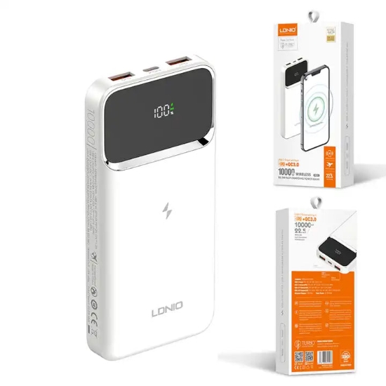 صورة خازن ابيض مع الشاشة ويرلس يدعم الشحن السريع  PQ11-10000mah LDNIO