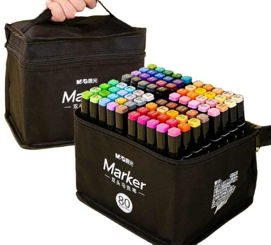 صورة طقم 80 لون اقلام رسم ماركر جهتين APMV1416