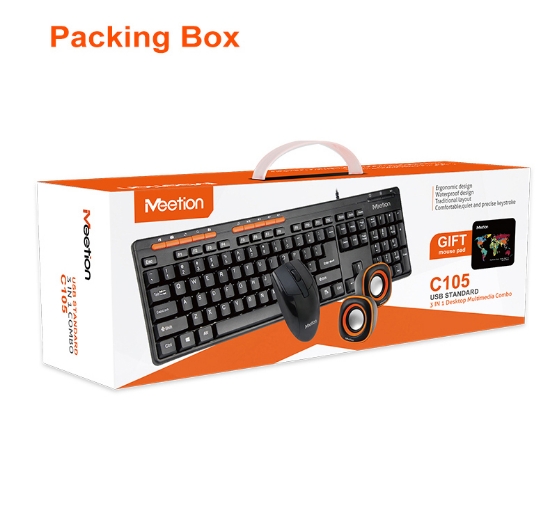 صورة طقم كيبورد عربي انجليزي+ مع الماوس+سماعات بطول 1.5متر c105