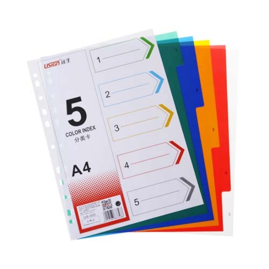 صورة فواصل ملفات بلاستيك 5قطع ملون US-005  A4