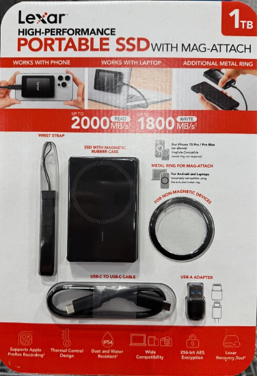 صورة هارد   2000MB Lexar SL500 High Performance Portable SSD 1TB with Magnetic Set Mag Attach | eBay