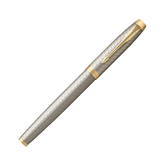 صورة قلم حبر فاخر اطار ذهبي و  رمادي (باركر) Parker Pen Warm Silver GT 1931685M 