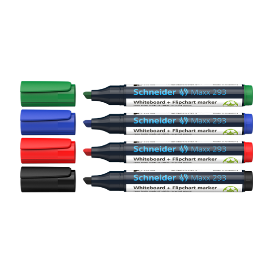 صورة اقلام سبورة مقصوص -شنايدر (طقم ×4الوان)Schneider MAXX-293 
