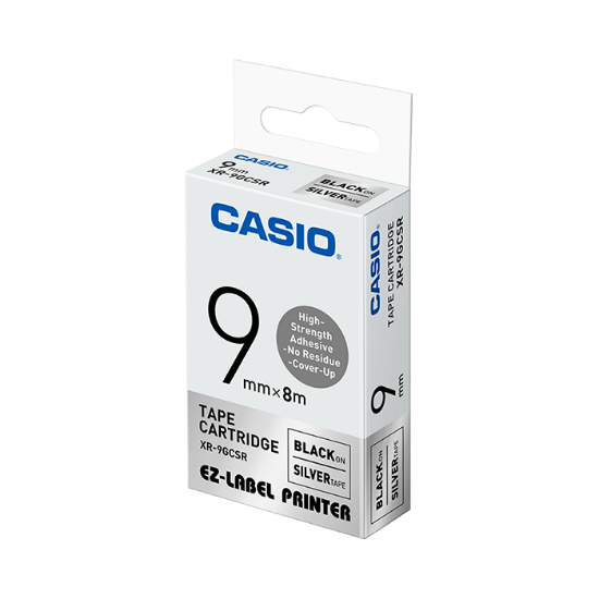 صورة ليبل طابعة كاسيو وكالة XR-9GCSR BLACK INK SILVER 9mm