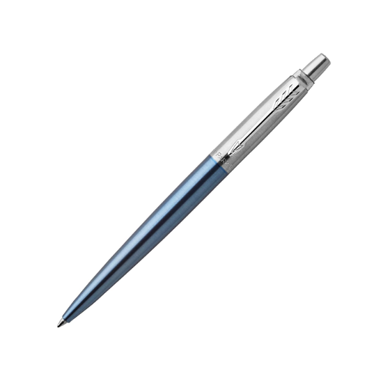 صورة قلم جاف ازرق فاخر  اطار فضي و ازرق في كرت تعليق (باركر)/ 1953209  parker 